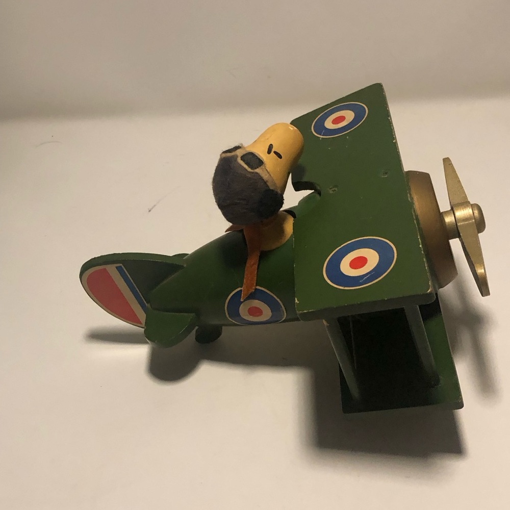 Peanuts Green Biplane Music Box with Snoopy Pilot - Picture 5 of 12